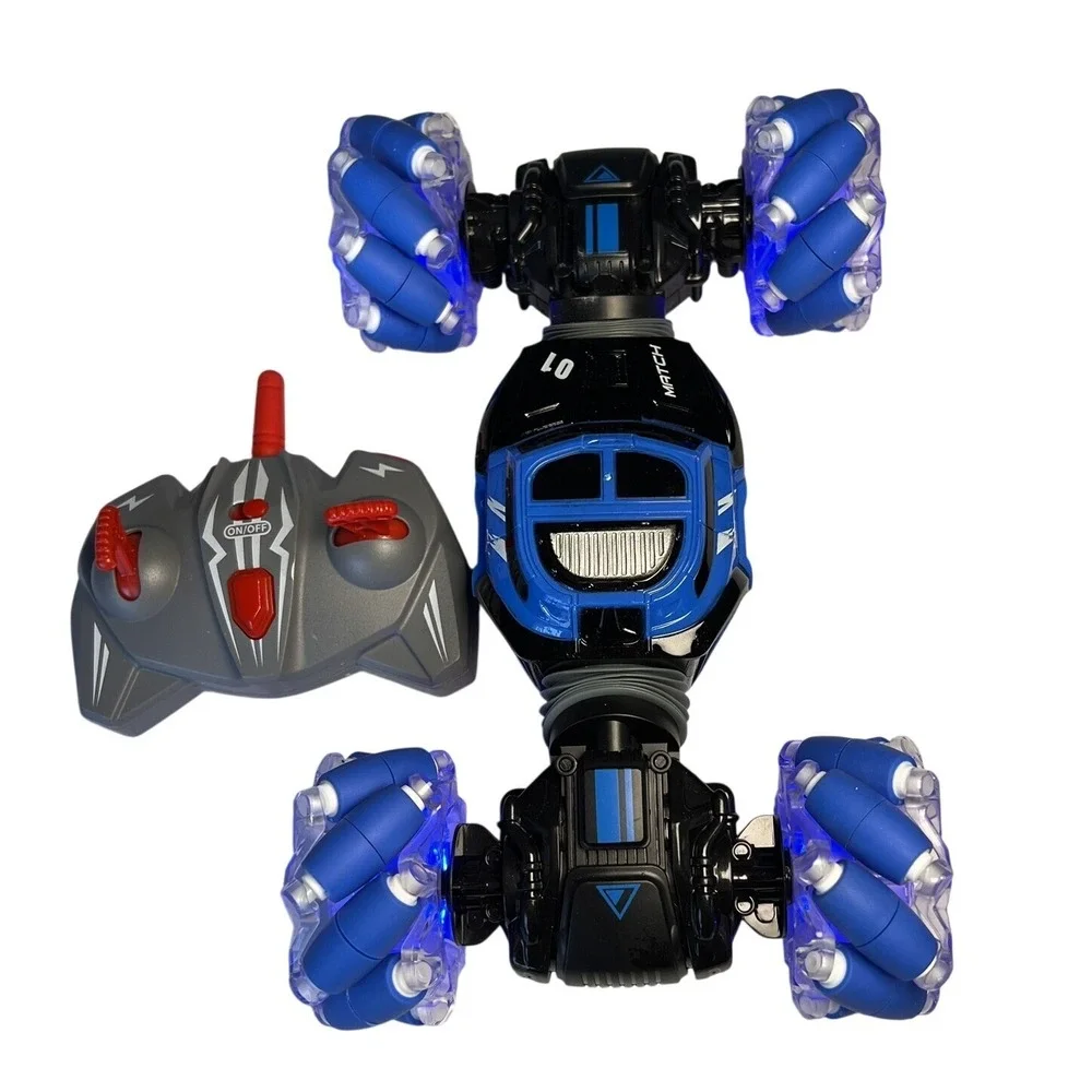 Blue RC Stunt‎ Car 360 Rotation Double Sided Off-Road Vehicle LED Lights CDF0390